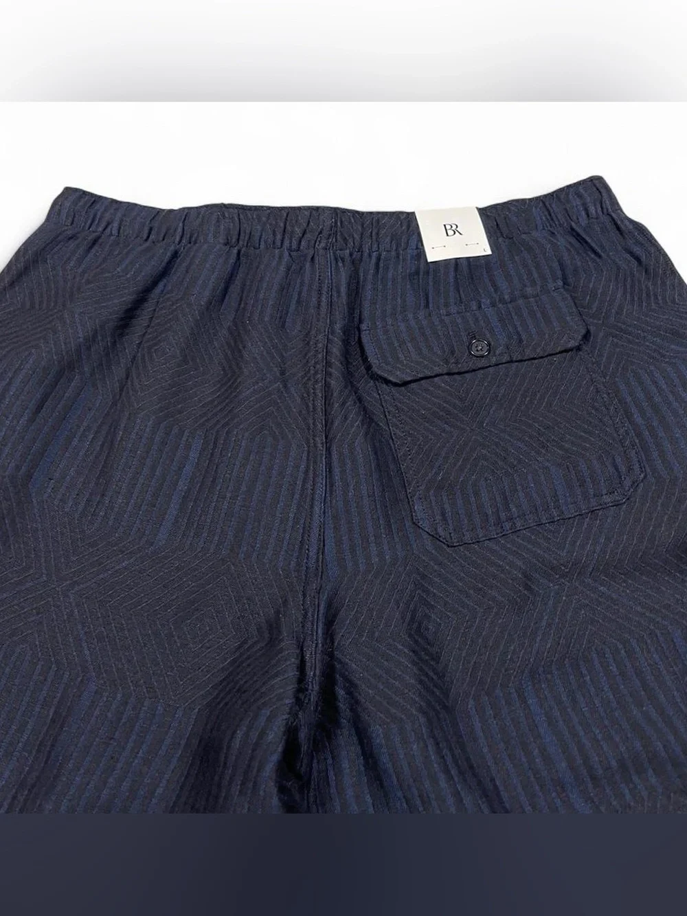 NWT Banana Republic Linen Blend Navy Blue Striped Shorts Men’s Size Large L6 $90